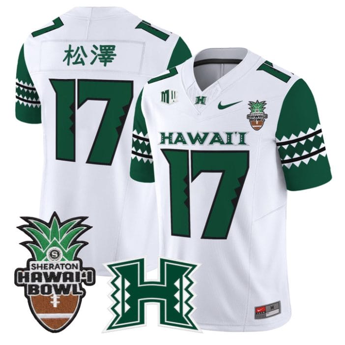 Tokyo Toe Jersey #17 Hawai'i Rainbow Warriors 2025 Hawai'i Bowl Stitched - Image 4
