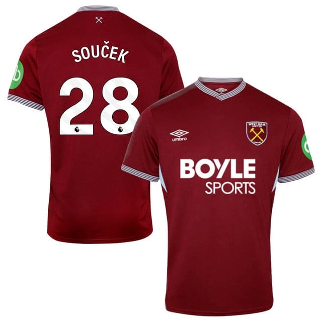 Tomas Soucek #28 West Ham United 2025-26 Home Match Jersey – Burgundy