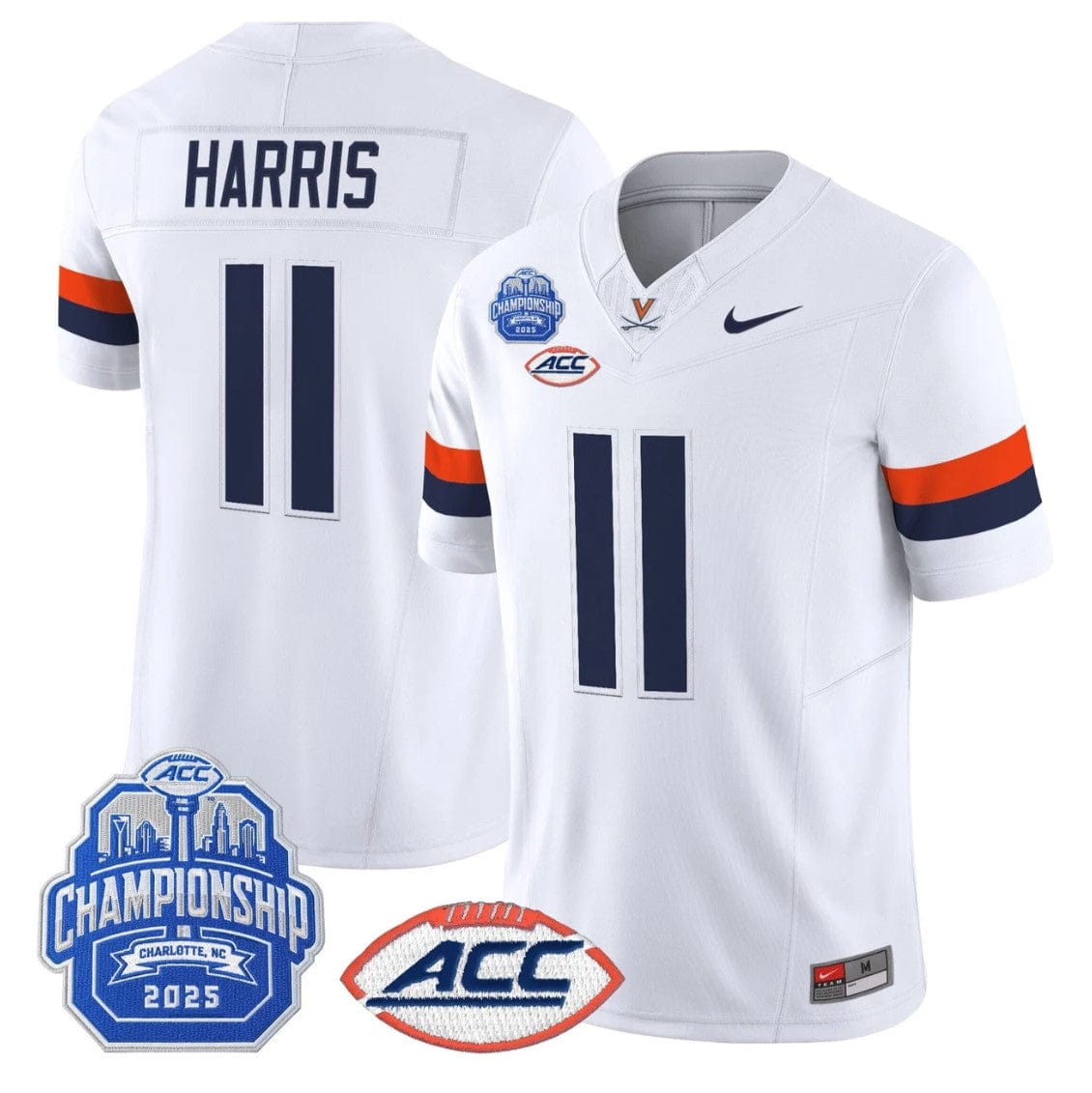 Alternative view of Trell Harris Jersey #11 Virginia Cavaliers 2025 ACC Championship Stitched