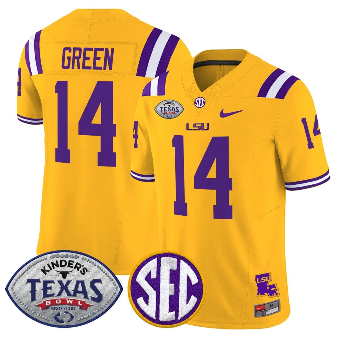 Alternative view of Trey'Dez Green Jersey #14 LSU Tigers 2025 Texas Bowl Limited Stitched