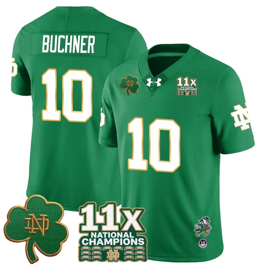 Alternative view of Tyler Buchner Jersey #10 Notre Dame 11x-Time National Champions Stitched