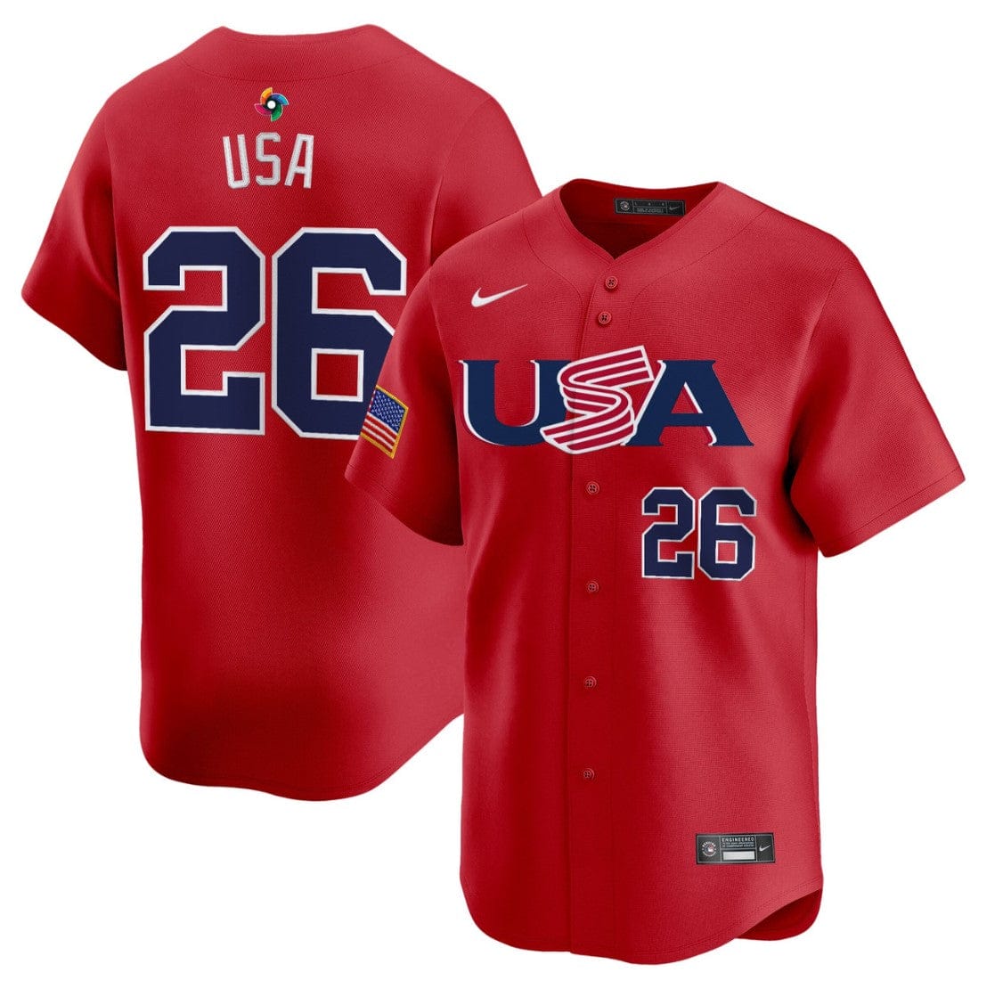 Alternative view of USA Jersey #26 Projected Team USA World Baseball Classic 2023 Style 2026 Roster