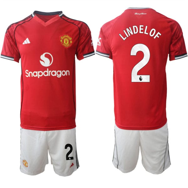 Victor Lindelof Jersey #2 Manchester United Red Home 2025-26 Soccer Suit