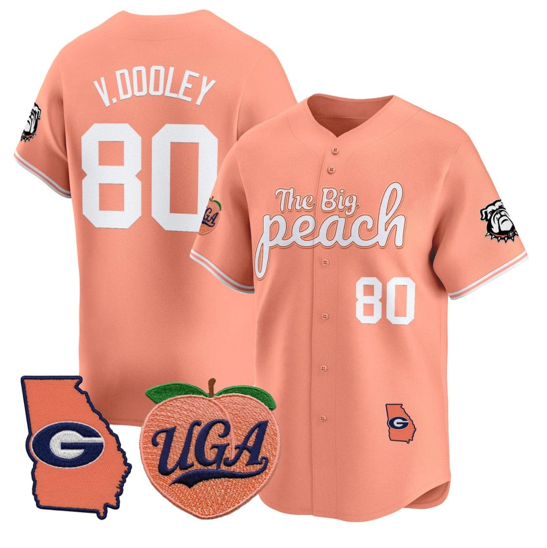 Vince Dooley Jersey #80 Georgia Bulldogs The Big Peach Baseball Stitched - Image 3