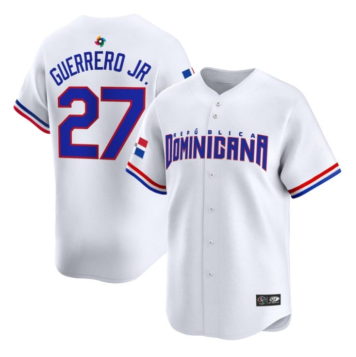 Alternative view of Vladimir Guerrero Jr Jersey #27 Dominican Republic 2026 Roster Stitched