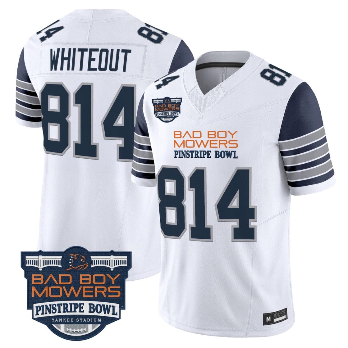 Alternative view of WHITEOUT Jersey #814 Penn State 2025 Pinstripe Bowl Limited V2 Stitched