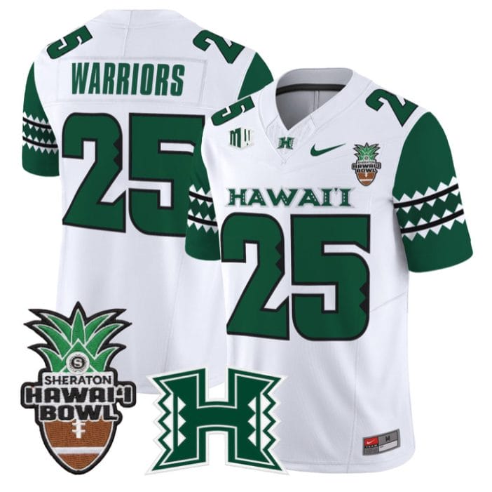 Warriors Jersey #25 Hawai'i Rainbow 2025 Hawai'i Bowl Patch Stitched - Image 4