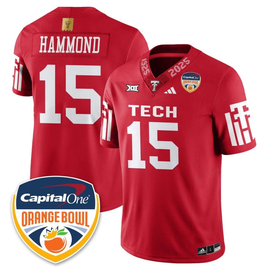 Alternative view of Will Hammond Jersey #15 Texas Tech Red Raiders Orange Bowl Stitched