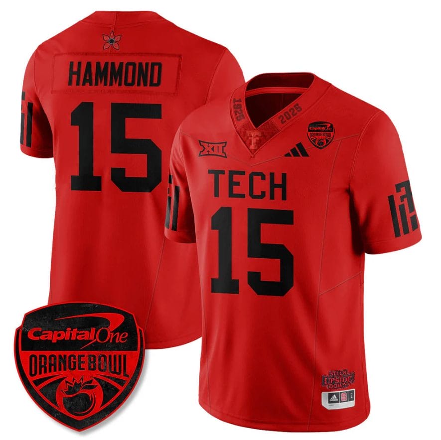 Will Hammond Jersey #15 Texas Tech Red Raiders Stranger Things Orange Bowl Stitched - Image 3