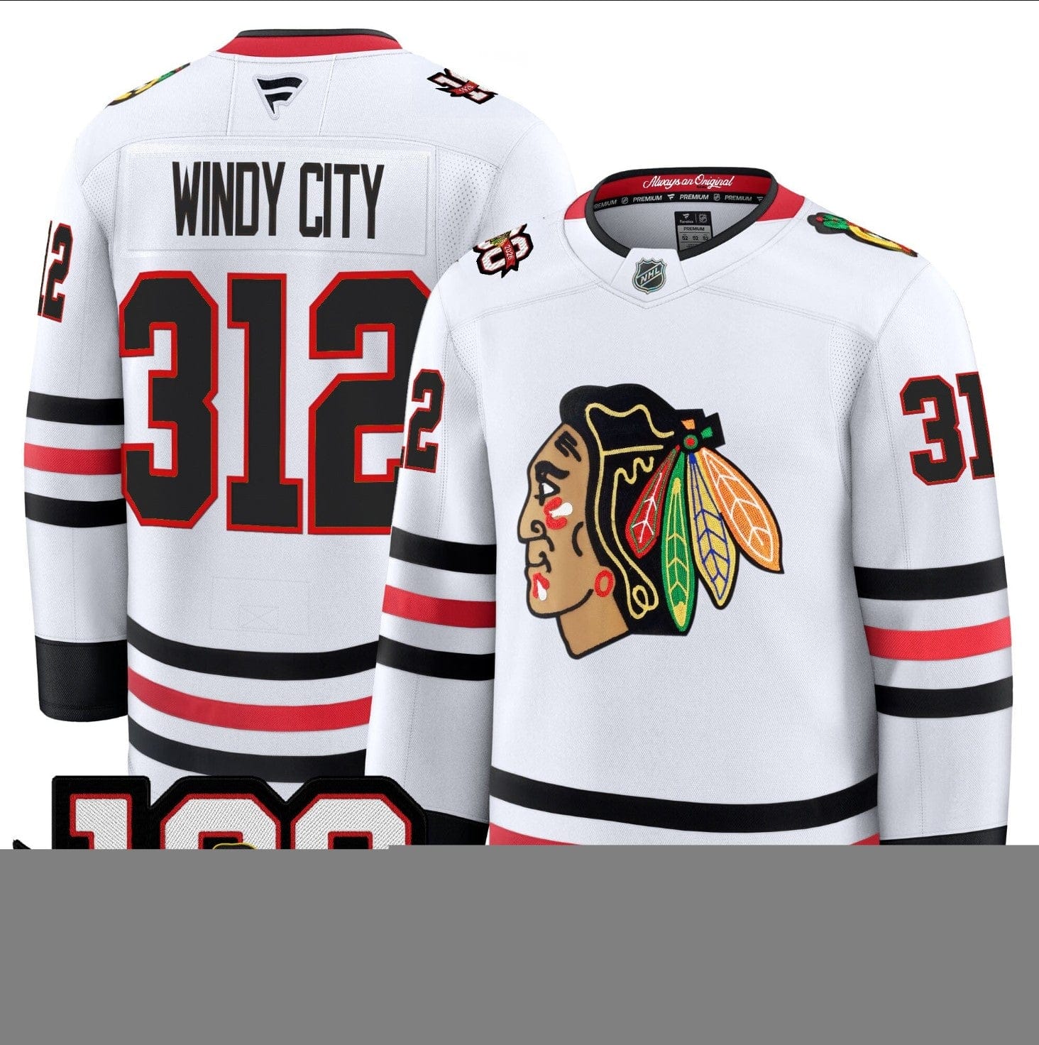 Windy City Jersey #312 Chicago Blackhawks 2025-26 Premium 100th Stitched - Image 3