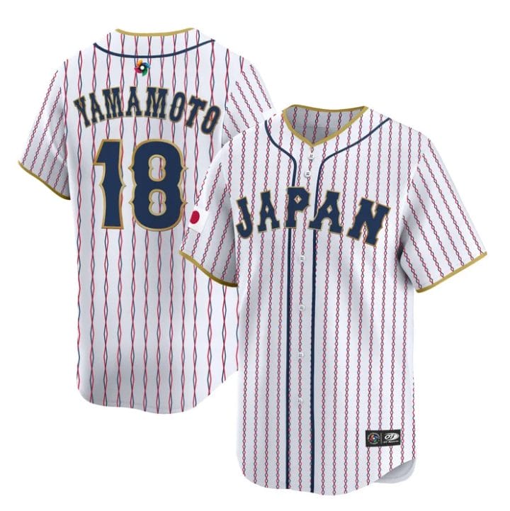Alternative view of Yamamoto Jersey #18 Japan World Baseball Classic 2026 Roster Stitched
