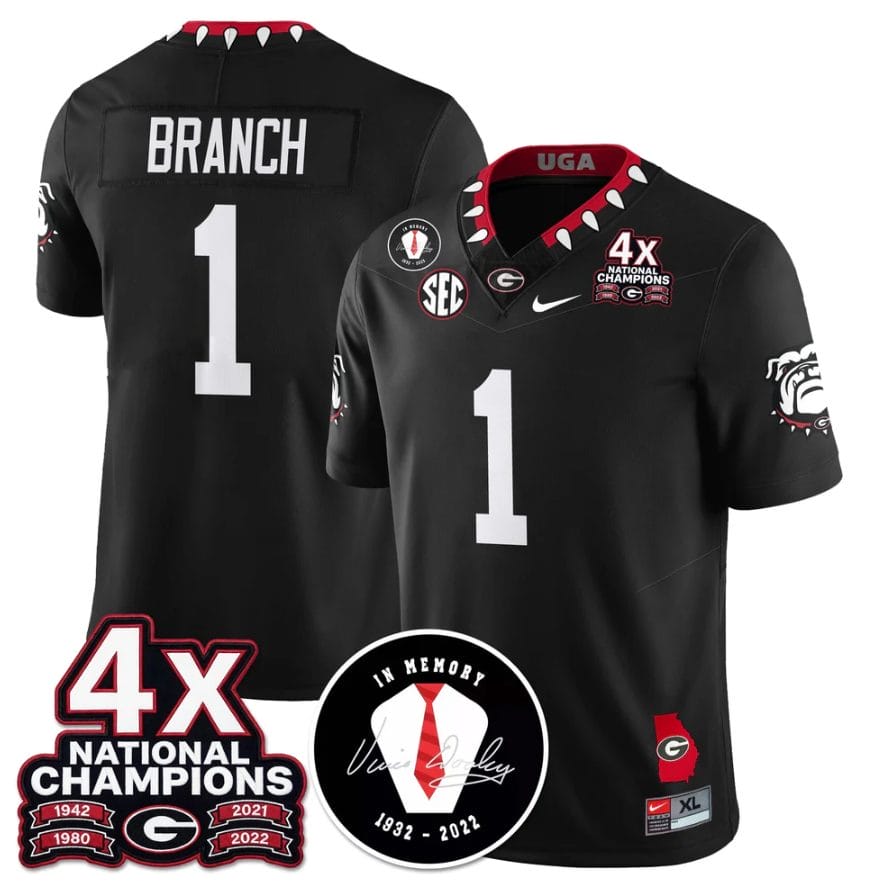 Alternative view of Zachariah Branch Jersey #1 Georgia Bulldogs 4x-Time National Champions Stitched