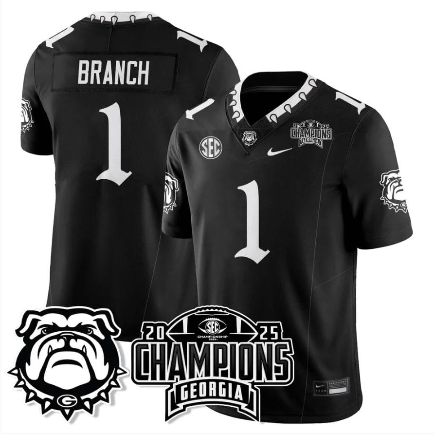 Alternative view of Zachariah Branch Jersey #1 Georgia Bulldogs Gothic SEC Football Champions