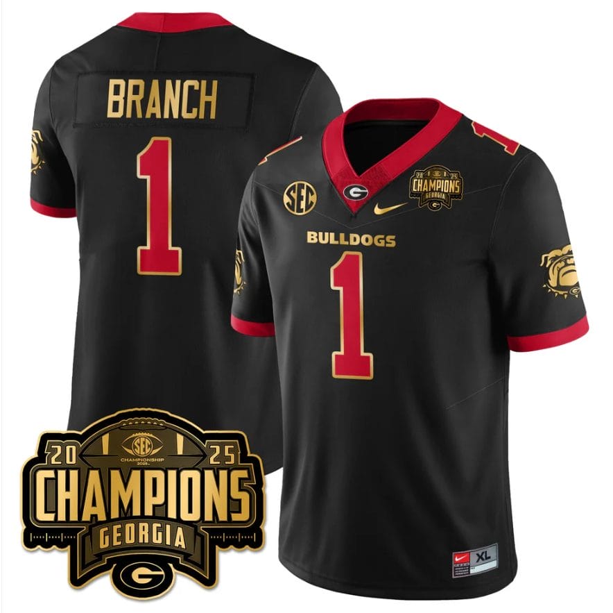 Alternative view of Zachariah Branch Jersey #1 Georgia Bulldogs SEC Champions Patch Stitched