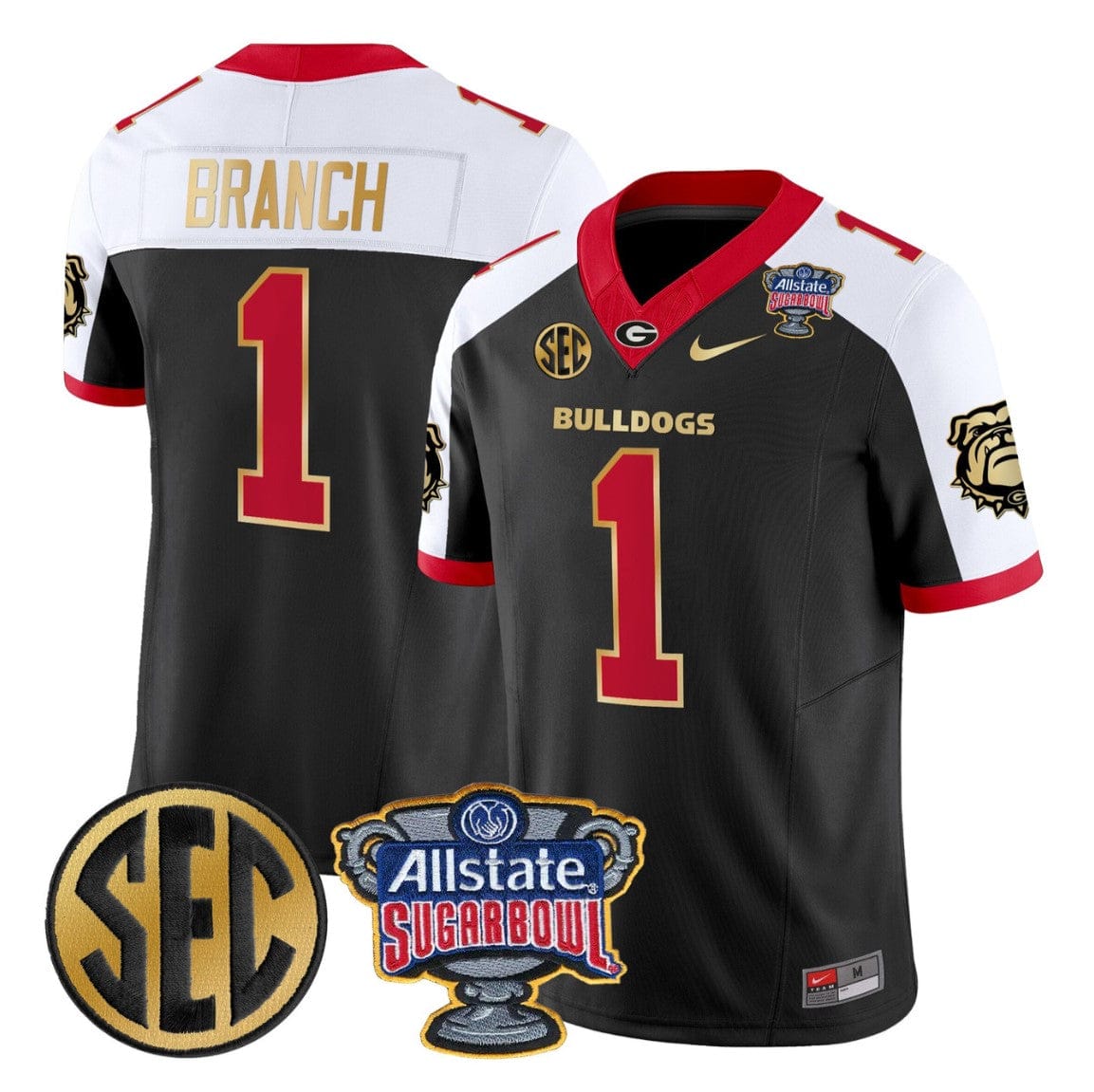 Zachariah Branch Jersey #1 Georgia Bulldogs Sugar Bowl Patch Stitched - Image 3