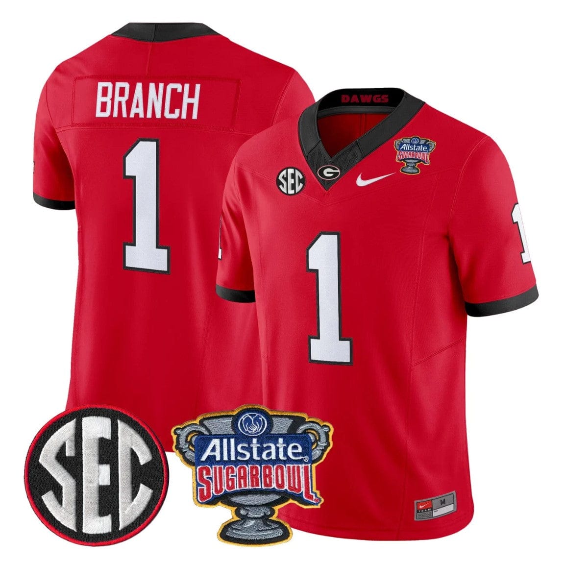 Zachariah Branch Jersey #1 Georgia Bulldogs Sugar Bowl Patch Stitched - Image 4