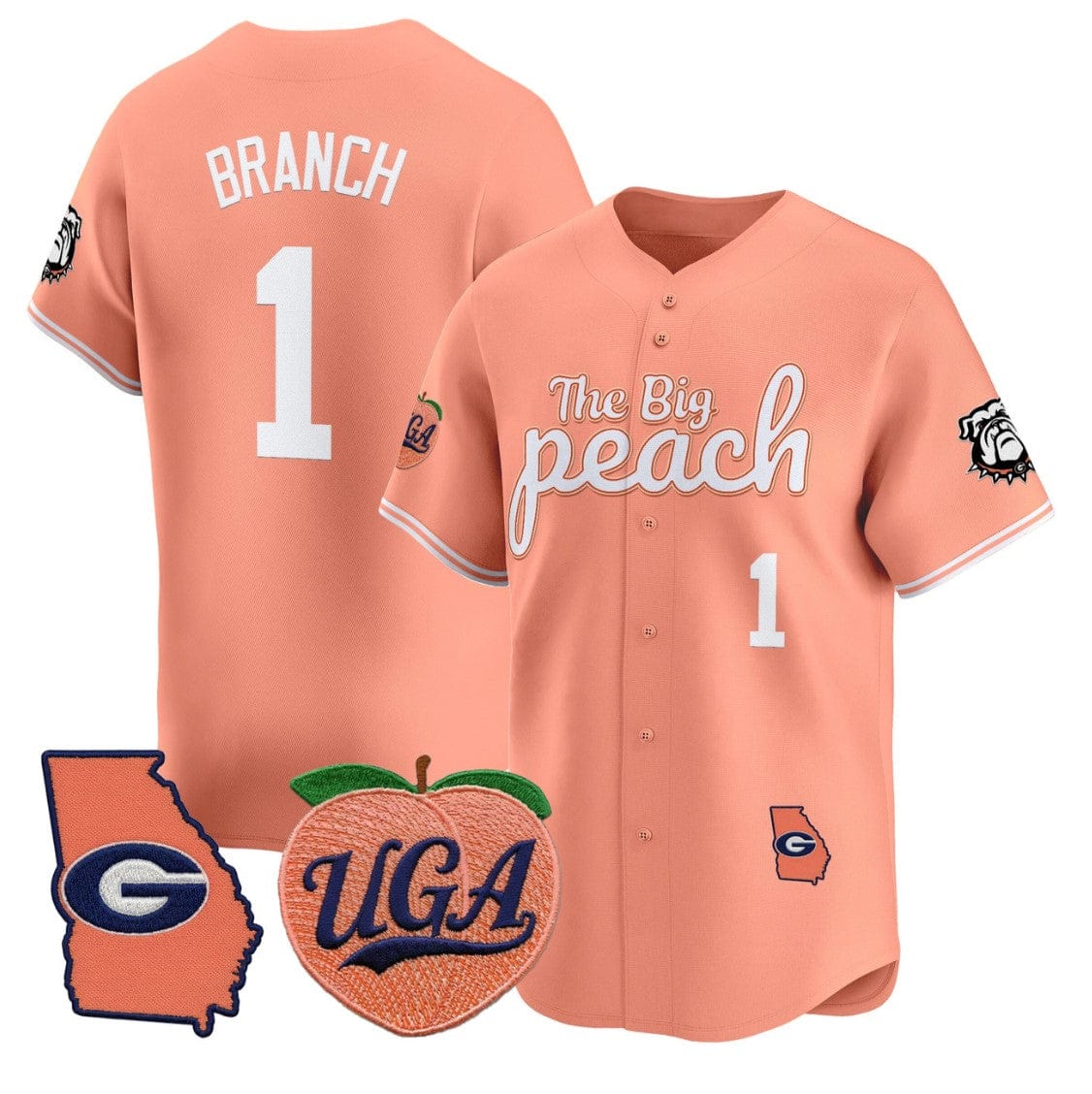 Zachariah Branch Jersey #1 Georgia Bulldogs The Big Peach Baseball Stitched - Image 3