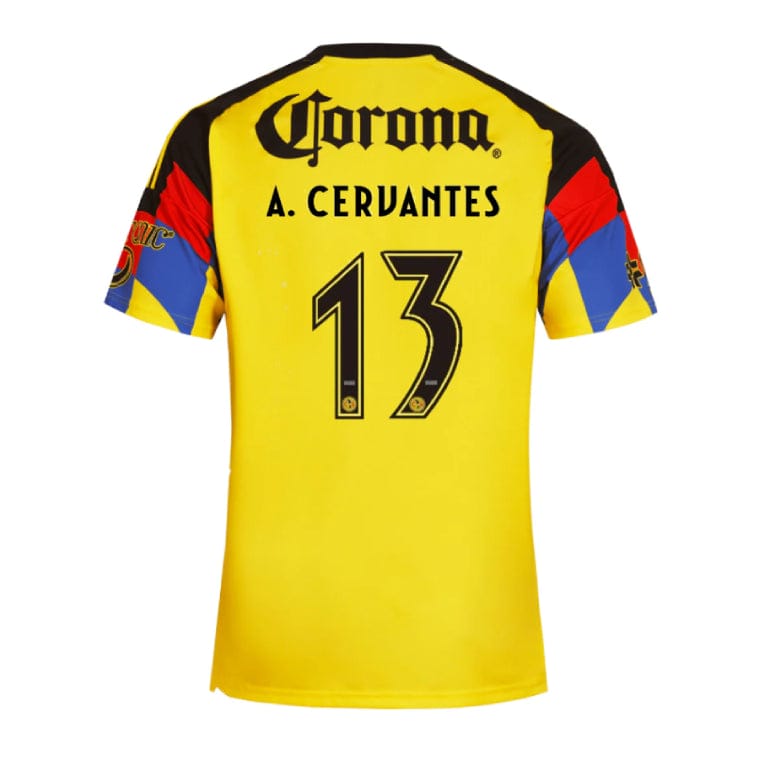Alternative view of Club América 2025-26 A. Zendejas 10 Home Jersey – Yellow