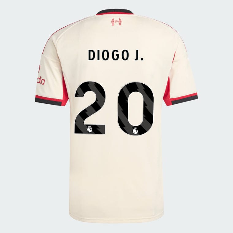 Alternative view of Liverpool 2025-26 DIOGO J. 20 Away Jersey – Cream