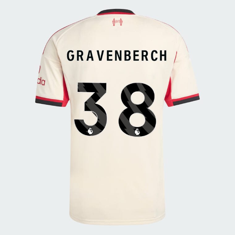 Liverpool 2025-26 GRAVENBERCH 38 Away Jersey – Cream