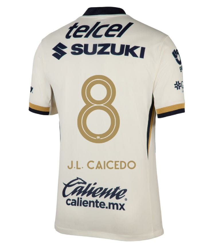 Pumas UNAM 2025-26 J.L. CAICEDO 8 Home Jersey – Blanco - Image 2