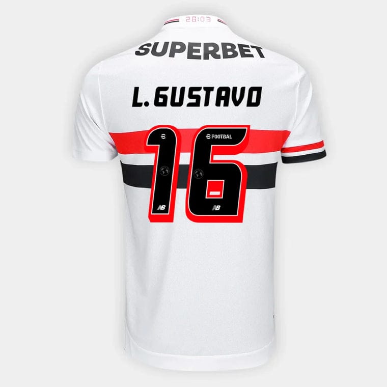 Sao Paulo FC L. GUSTAVO 16 Home 2025-26 Jersey – White