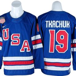 2026 Winter Olympics Team USA #19 Matthew Tkachuk Blue Hockey Jersey Stitched