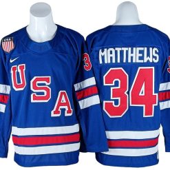 2026 Winter Olympics Team USA #34 Auston Matthews Blue Hockey Jersey Stitched