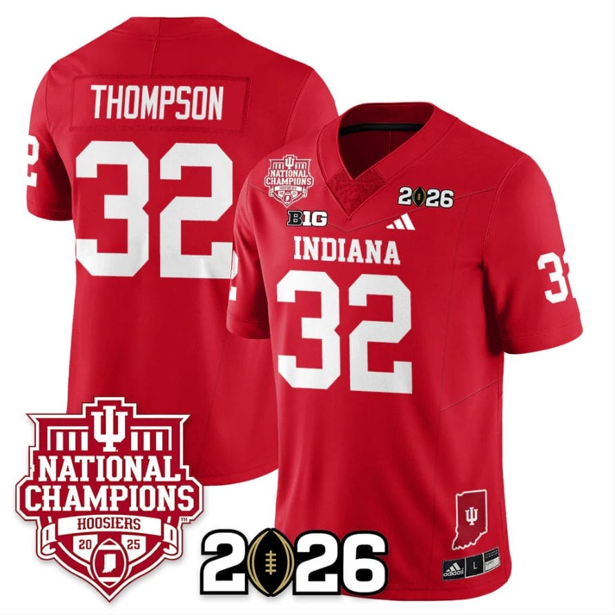 Anthony Thompson Jersey #32 Indiana Hoosiers 2025 National Champions Red
