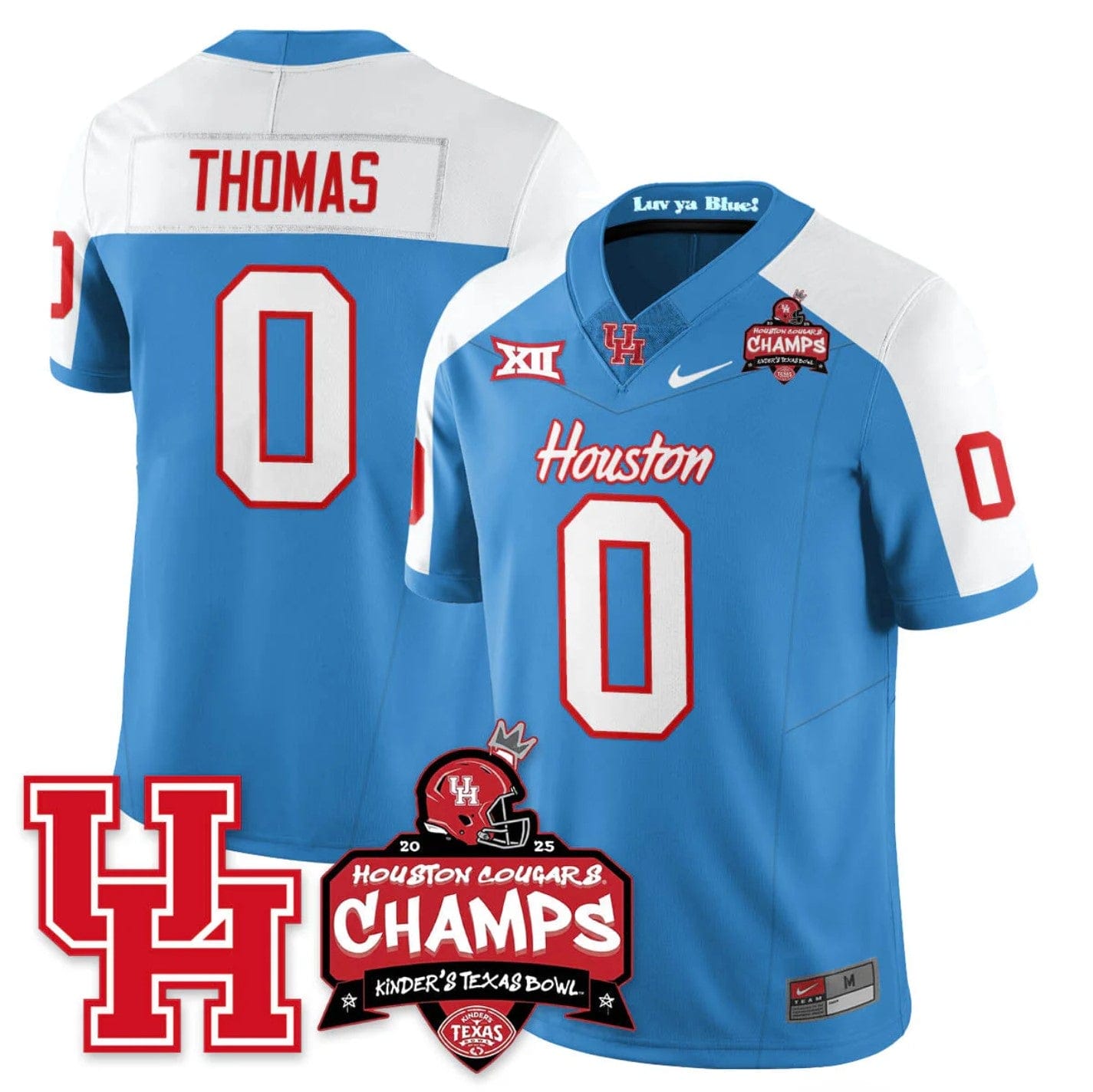 Alternative view of Amare Thomas Jersey #0 Houston Cougar 2025 Texas Bowl Champions Stitched