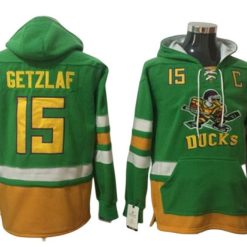 Anaheim Ducks #15 Ryan Getzlaf Green One Front Pocket Pullover Hoodie
