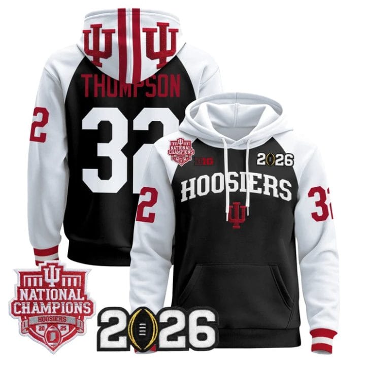 Anthony Thompson Pullover Hoodie #33 Hoosiers 2025 National Champions Stitched