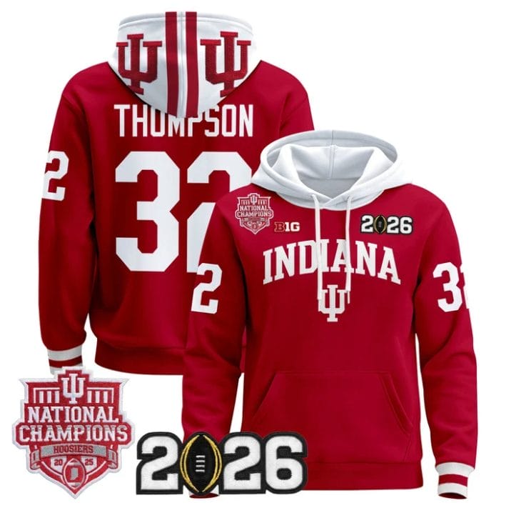 Anthony Thompson Pullover Hoodie #33 Hoosiers 2025 National Champions Stitched - Image 4