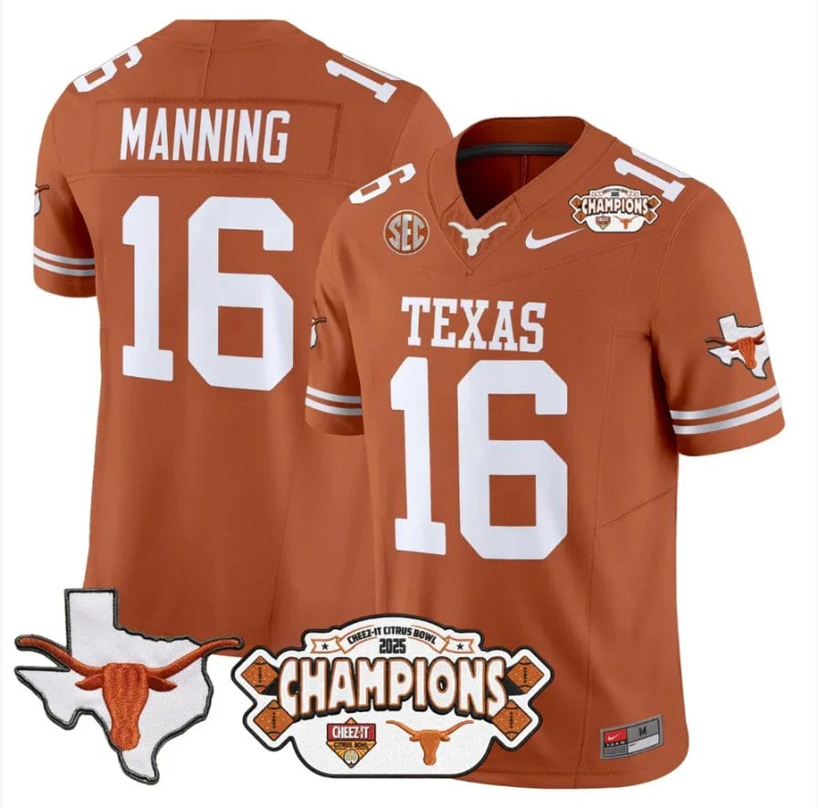 Arch Manning Jersey #16 Texas 2025 State Map Citrus Bowl Champions Stitched - Image 4