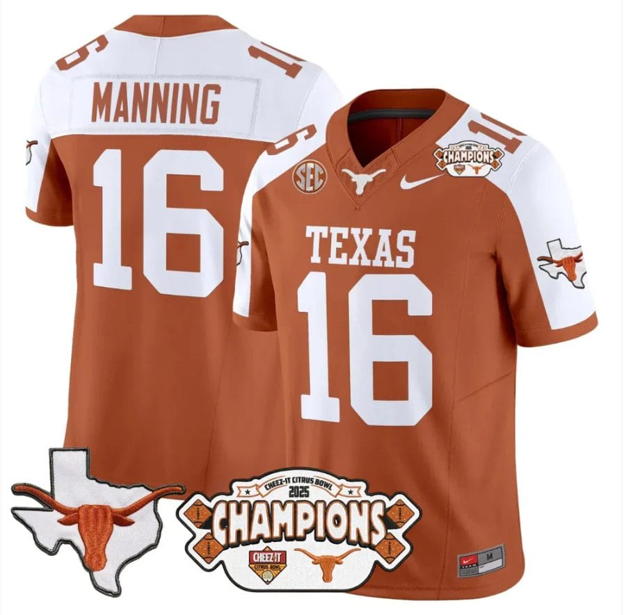 Arch Manning Jersey #16 Texas 2025 State Map Citrus Bowl Champions Stitched - Image 3