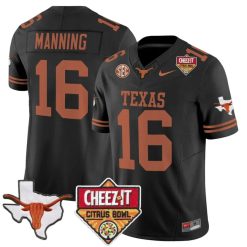 Alternative view of Arch Manning Jersey #16 Texas Longhorns 2025 State Map Citrus Bowl Stitched
