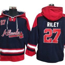 Atlanta Braves #27 Austin Riley Navy Ageless Must-Have Lace-Up Pullover Hoodie