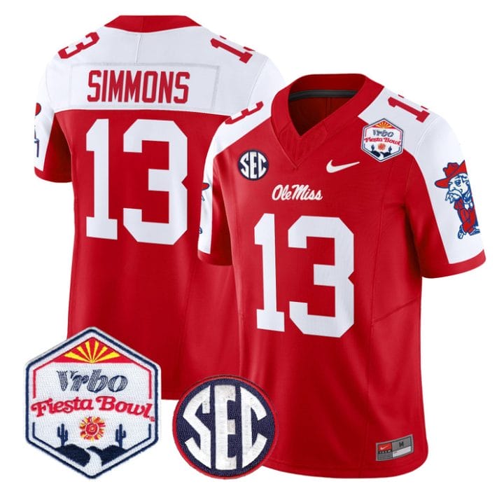 Austin Simmons Jersey #13 Ole Miss Rebels 2026 Fiesta Bow Stitched - Image 3
