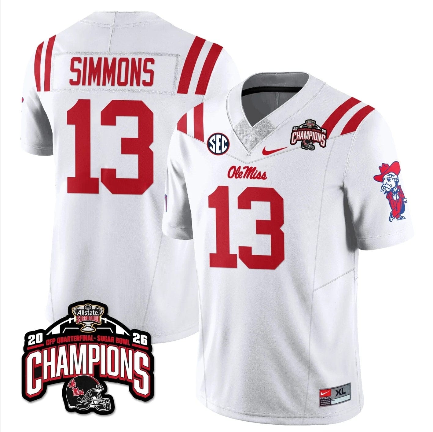 Austin Simmons Jersey #13 Ole Miss Sugar Bowl Champions Patch Stitched - Image 5