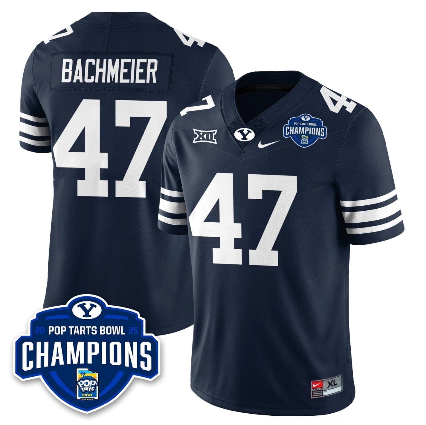 Alternative view of Bear Bachmeier Jersey #47 BYU Cougars 2025 Pop-Tarts Bowl Champion