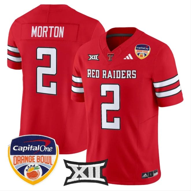 Behren Morton Jersey #2 Texas Tech 2025 Orange Bowl Patch V2 Stitched - Image 4