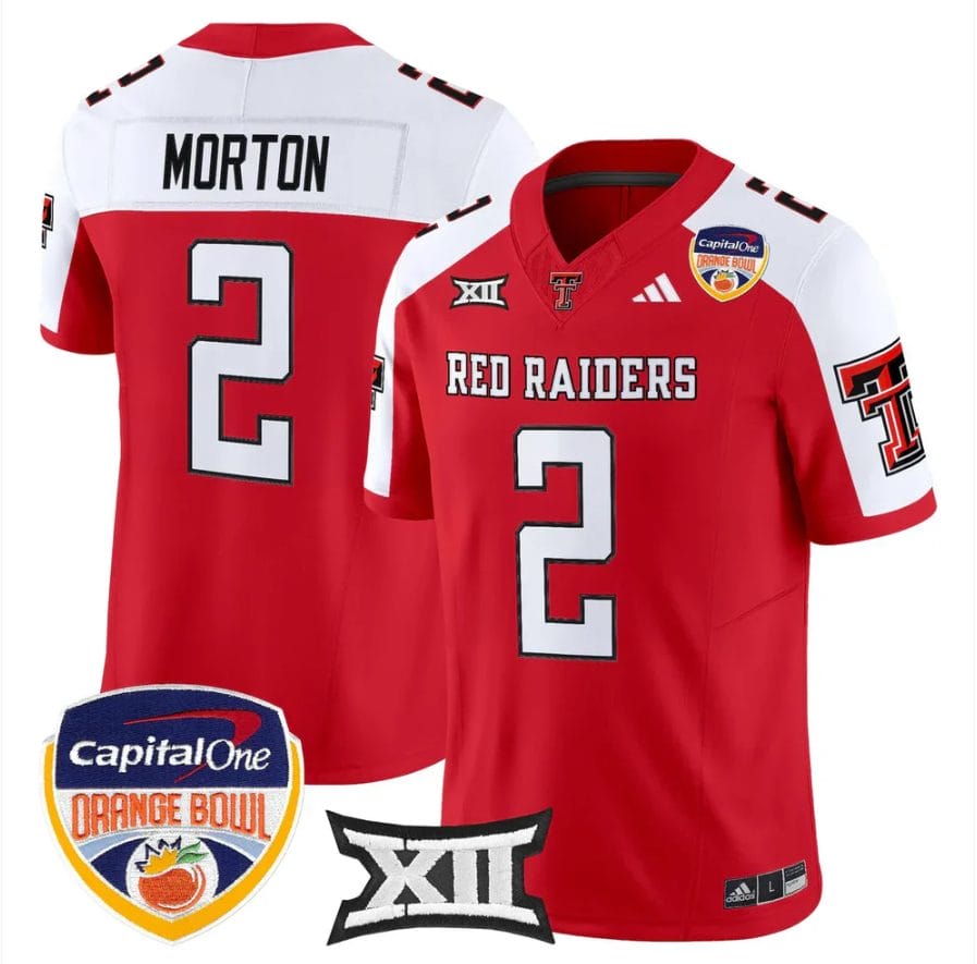 Behren Morton Jersey #2 Texas Tech 2025 Orange Bowl Patch V2 Stitched - Image 3