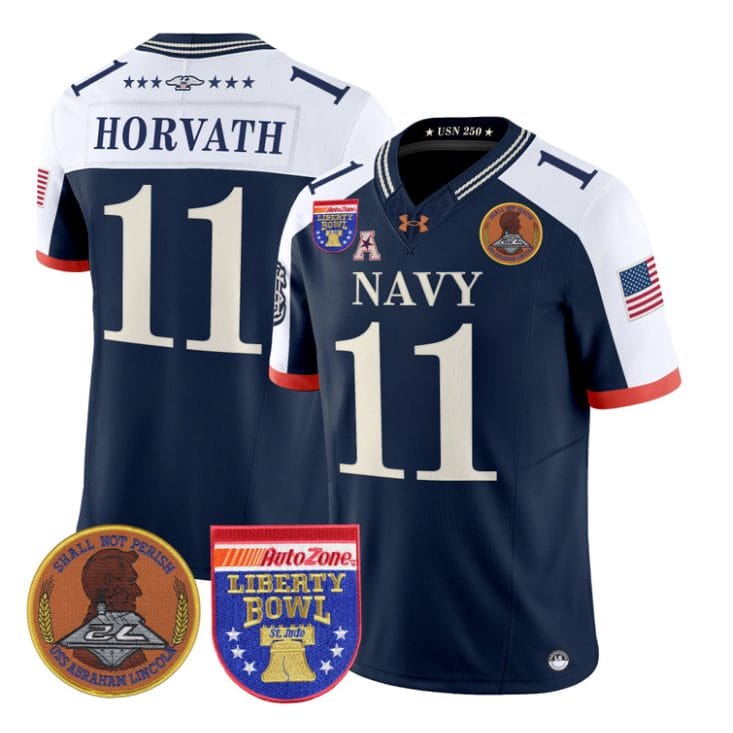Blake Horvath Jersey #11 Navy Midshipmen 250th 2026 Liberty Bowl Stitched Navy Alternate