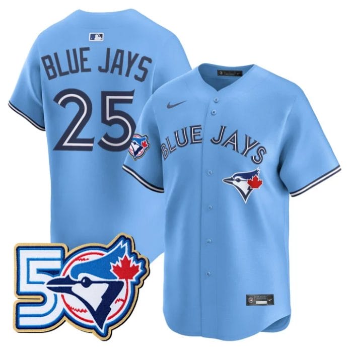 Alternative view of Blue Jays Jersey #25 Toronto Blue Jays 50 Seasons Patch Stitched