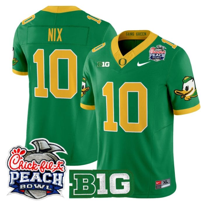 Alternative view of Bo Nix Jersey #10 Oregon Ducks 2026 Peach Bowl Patch Limited Stitched