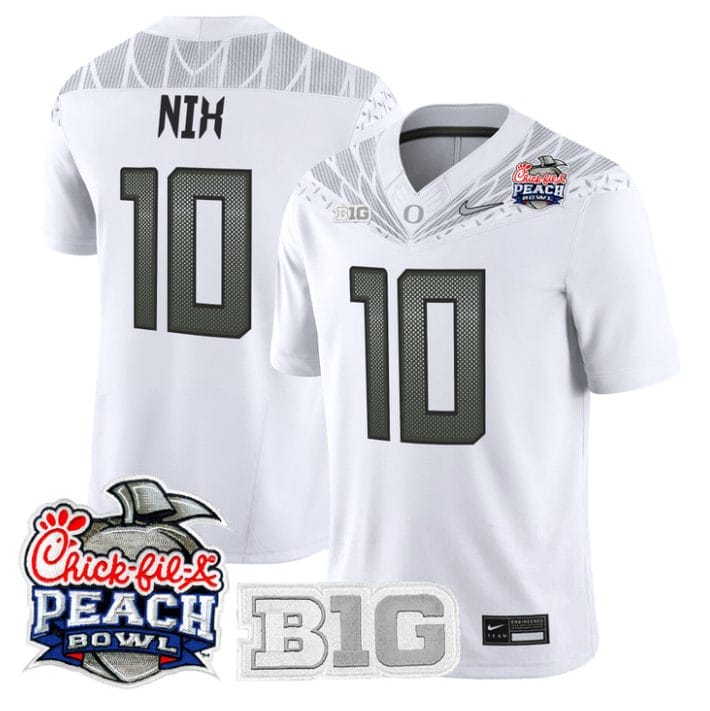 Bo Nix Jersey #10 Oregon Ducks 2026 Peach Bowl Patch Limited Stitched - Image 4