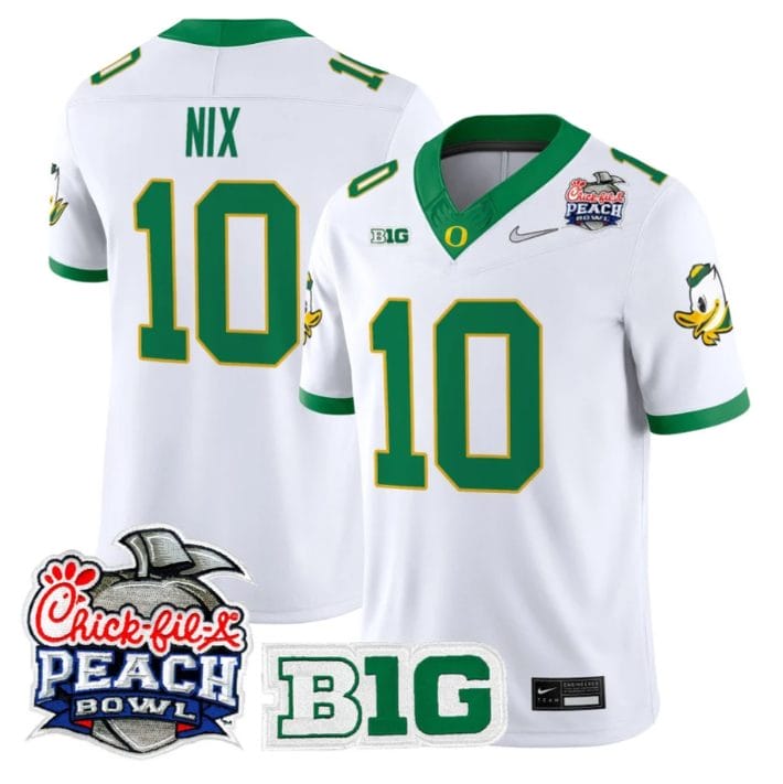 Bo Nix Jersey #10 Oregon Ducks 2026 Peach Bowl Patch Limited Stitched - Image 3