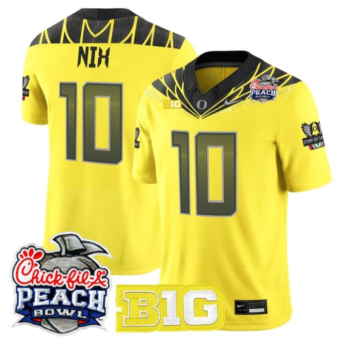 Bo Nix Jersey #10 Oregon Ducks 2026 Peach Bowl Patch Limited Stitched - Image 5