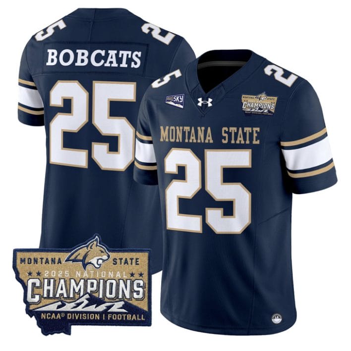 Bobcats Jersey #25 Montana State Bobcats 2025 National Champions Stitched Gold - Image 3