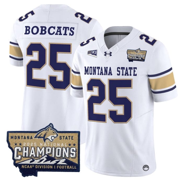 Bobcats Jersey #25 Montana State Bobcats 2025 National Champions Stitched Gold - Image 4